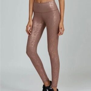 Metallic ankle yoga pants size small Noli leggings high rise rose gold sparkly